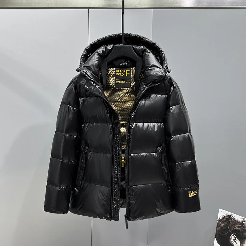 2025 جديد أسفل سترة الرجال منتصف طول زوجين الذهب الأسود الأبيض بطة أسفل سترة سميكة الركبة طول الشتاء سترة Womwen الاتجاه