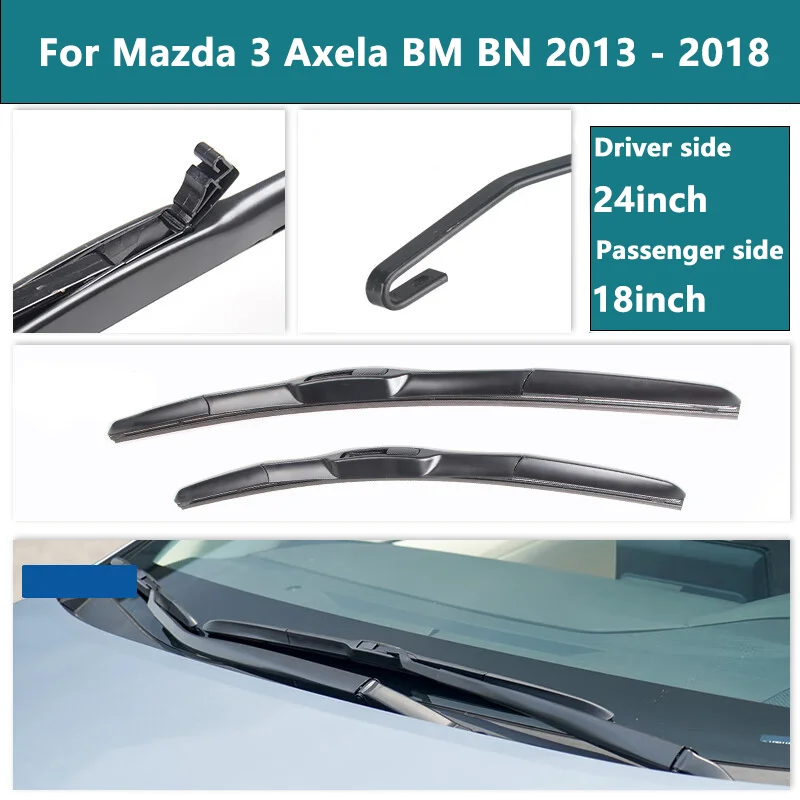 Car Wiper Front Hybrid Wiper Blades For Mazda 3 Axela BM BN 2013 - 2018 Windshield Windscreen Window Rain Brushes 24