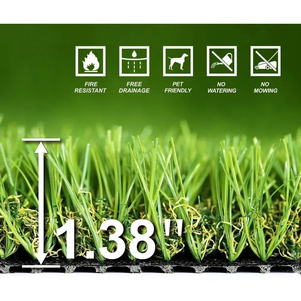Premium 35mm High Synthetic Grass Mat, 13t x 7t, Ideal for Indoor & Outdoor Use, Pet-Friendly Lawn Alternative