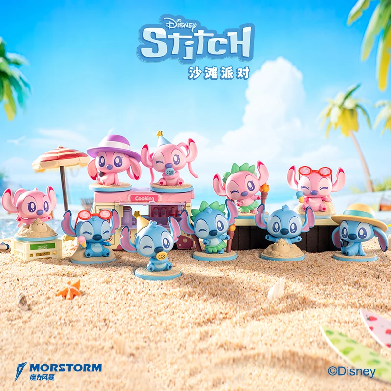 

MORSTORM Disney Anime Stitch FigureBeach Party Series Blind Box Cute Stitch Angel Mini Doll Car Ornament Desktop Decoration Toy