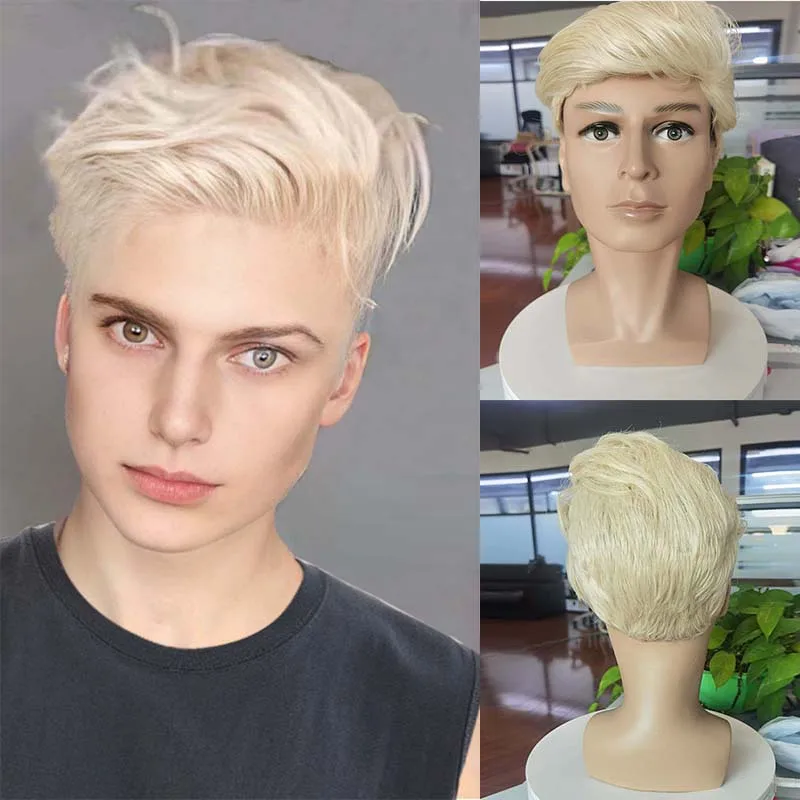 

Short Straight Boy Wig Synthetic With Bangs Cosplay Daily Wigs For Men Heat Resistant Natural False Fake Hair Halloween