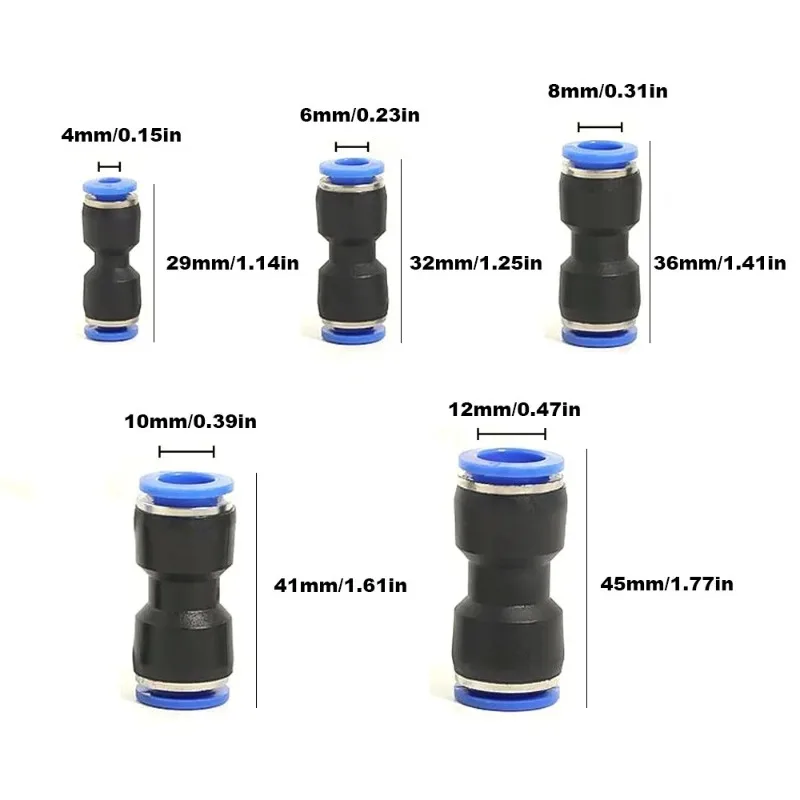 80PCS Pneumatic Fittings Connector PU Straight Through Quick Release Push In Air Compressor Water Hose Tube Pneumatic Components