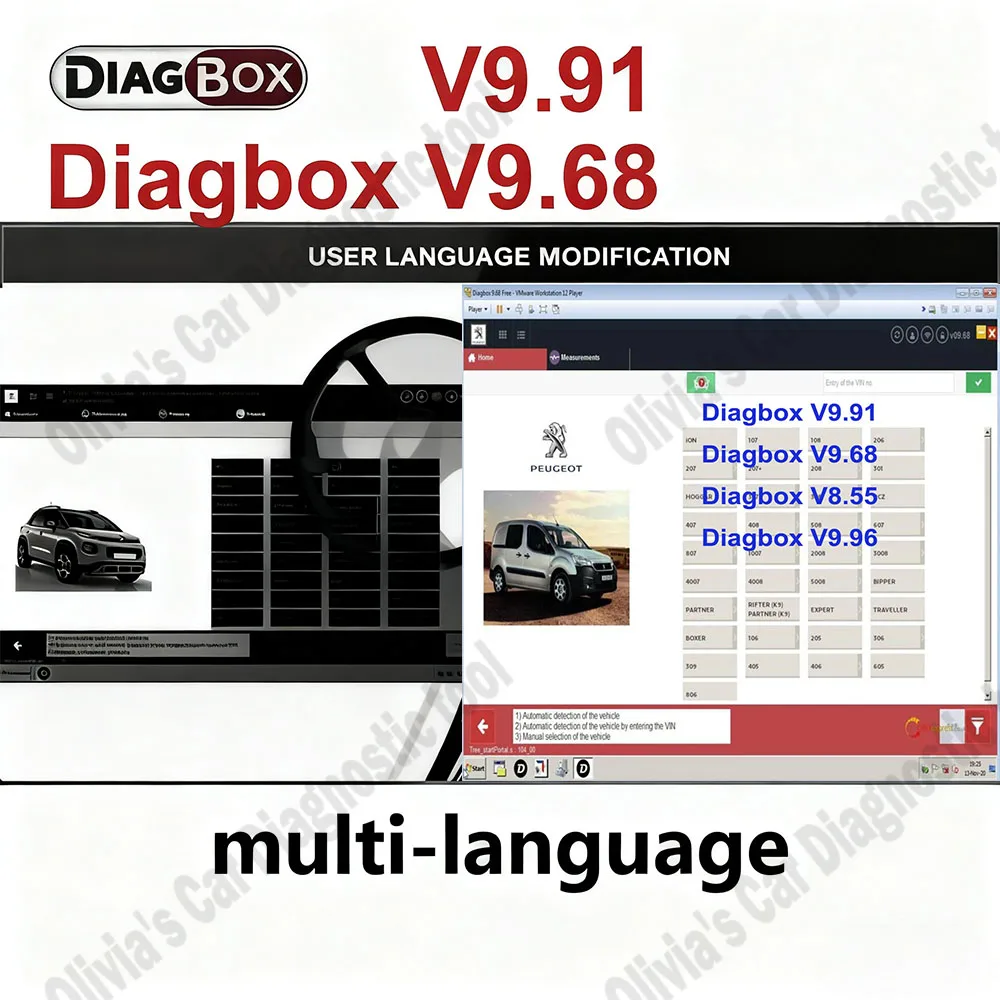

New Diagbox V9.91/V9.68/V8.55/V9.96 obd2 scanner Car diagnosis software Multi-language Fully working For Various vehicle models