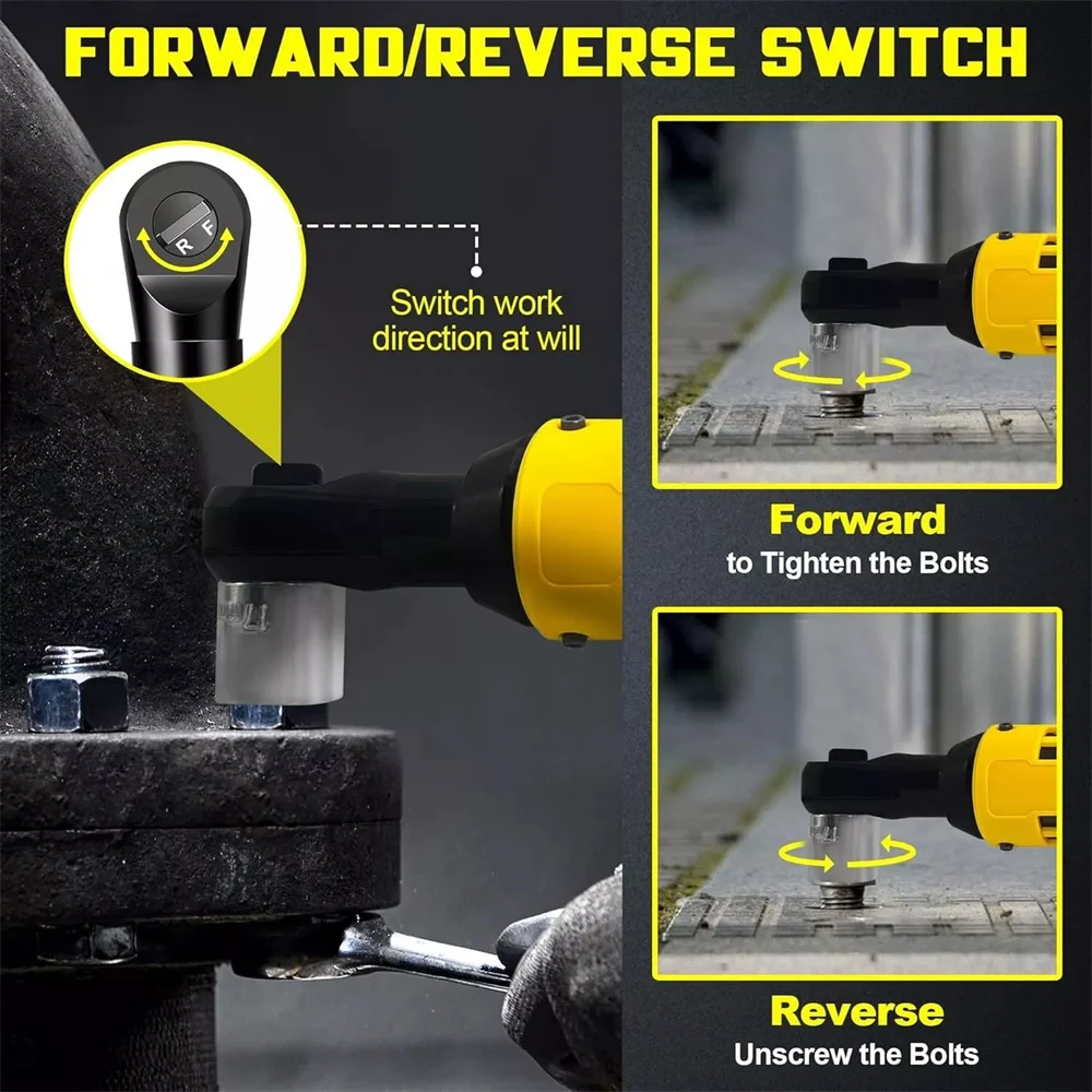 Juego de llaves de trinquete eléctricas sin escobillas, controlador inalámbrico de 500NM, herramientas eléctricas de tuerca de tornillo de extracción de impacto de 3/8 pulgadas para batería Dewalt de 18V-21V