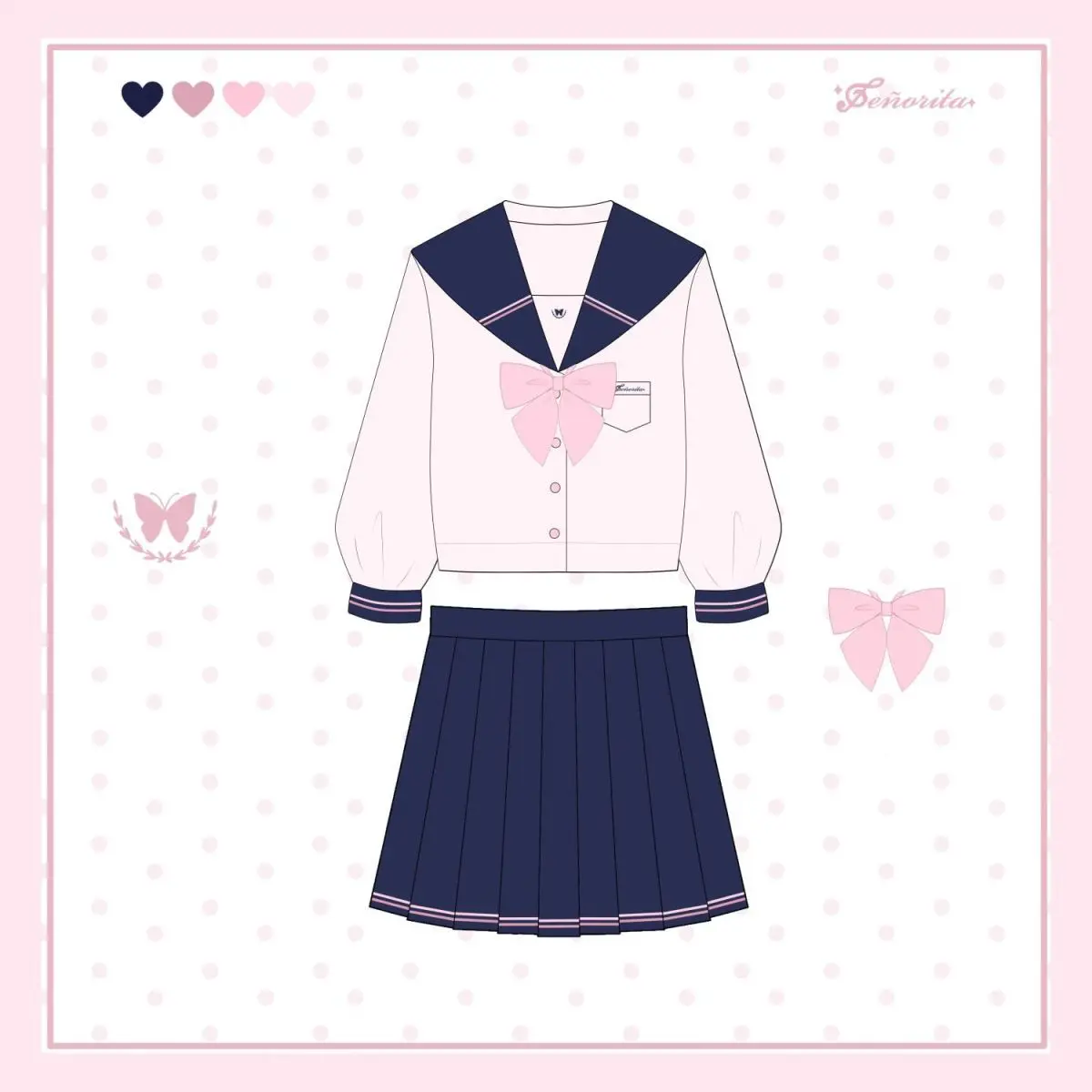 JK Uniforme Rosa scuro Stile college Abito da marinaio a maniche lunghe a maniche corte Ragazza ortodossa Studente Vestito di ruolo COS