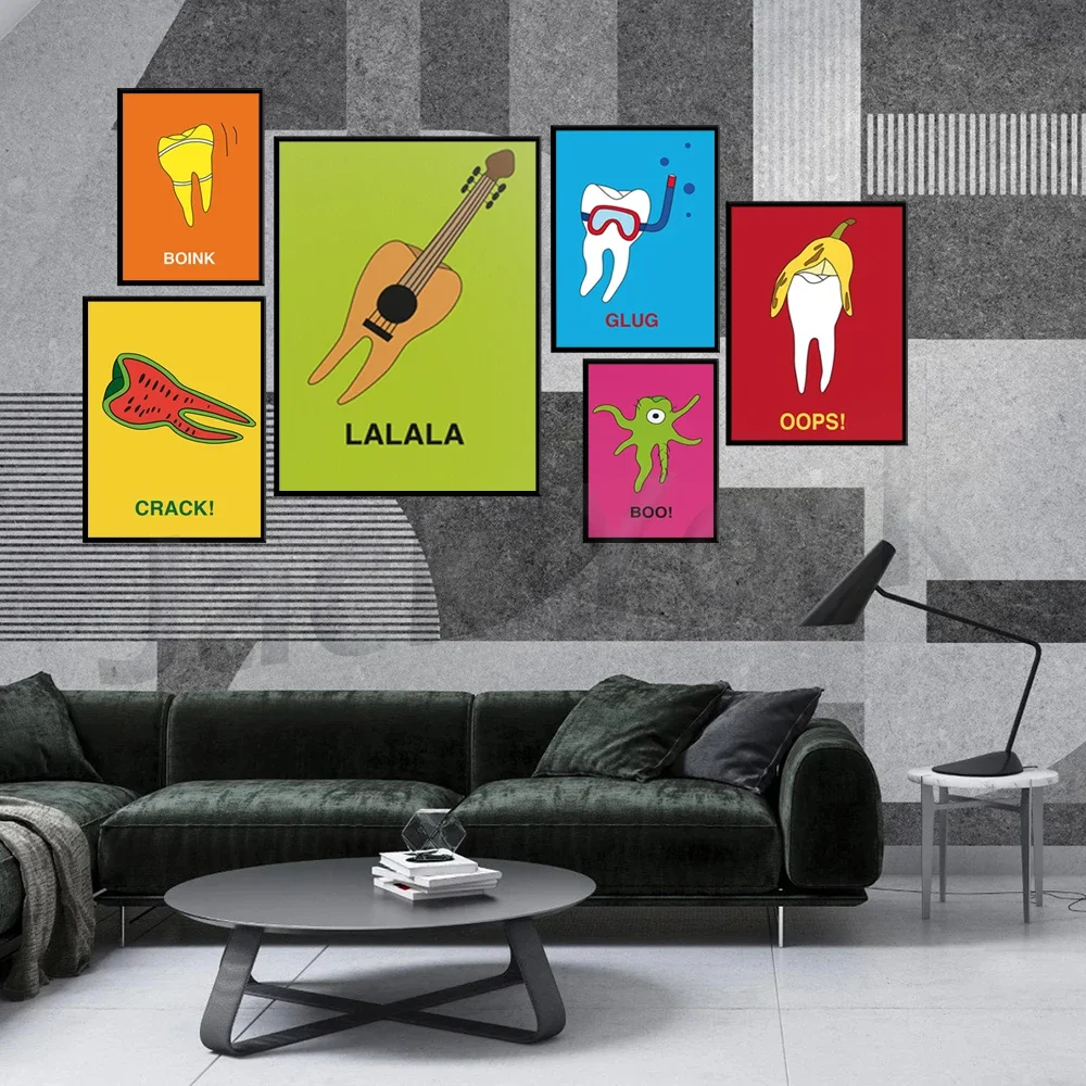 Dentist office teeth art posters kids / Funny dentist office wall art / Dentist office wall decor / Kids dentistry wall posters
