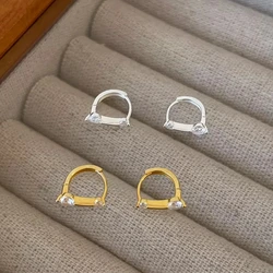 Fashion Charm Real 925 Sterling Silver Minimalist  Zircon Geometric Stud Earrings for Women Unisex Party Jewelry Gift