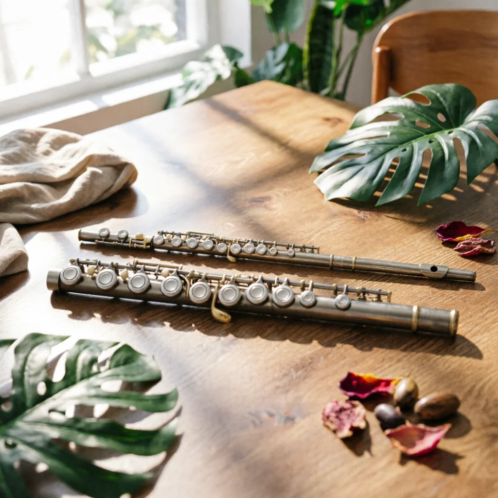 C Flute Straight Headjoint Closed Hole Flute Woodwind Instrument Ergonomic Lightweight for Beginners, Practice, Music Lessons