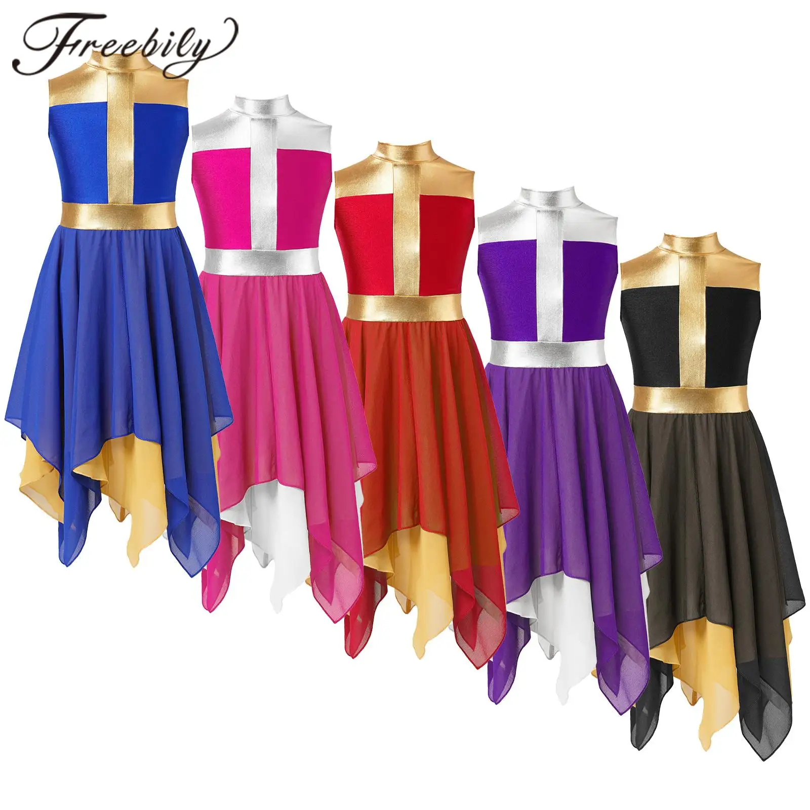 Sukienki do tańca lirycznego dla dziewczynek, nowoczesne liturgiczne sukienki szyfonowe, strój do chóru, na uroczystości świętowania Ducha, kostium do oczarowania się w kościele.