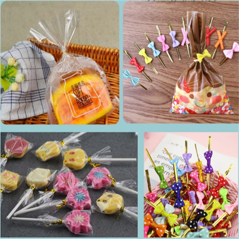 6/8/10cm 800pcs Metallic Twist Ties Wire Sealing Wire For Plastic Lollipop Candy Bag Pack Sealing Steel Baking Wrapping Ligation view 6