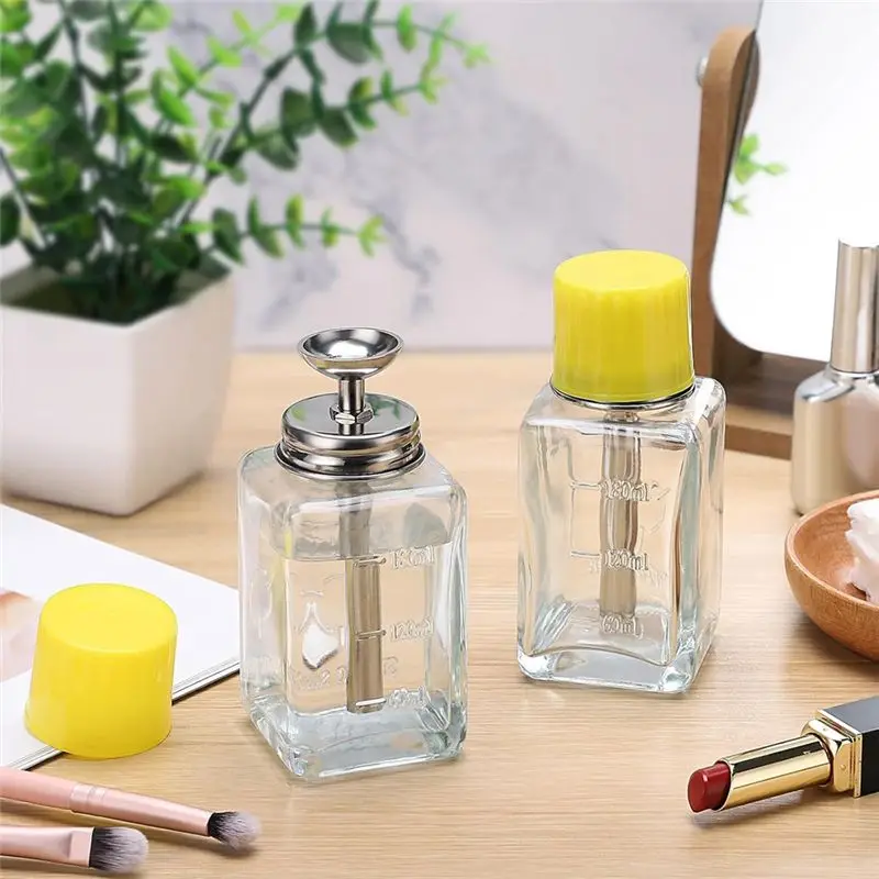 A33Z-2PCS 6Oz / 180Ml Clear Acetone Dispenser With Cap, Glass Nail Polish Remover Pump Alcohol Dispenser Alcohol Bottle view 4