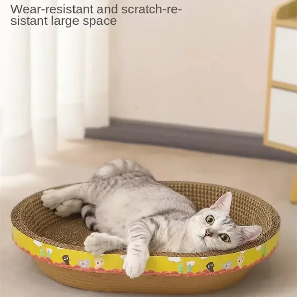 Oval Corrugated Paper Cat Scratching Board, Wear Resistant Cat Nest, Cat Grinding Claw Toy, Furniture Protection Pet Cat Accesso