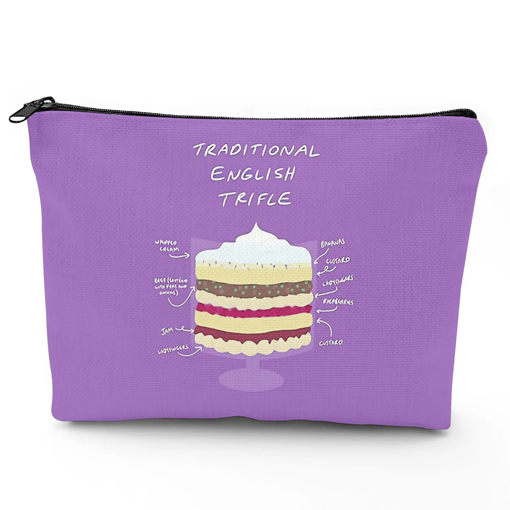 1 Blueberry Chocolate Cake Makeup Bag - Multifunctional Zipper Pouch For Women, Perfect Travel Zipper Storage Bag, Fun Birthday