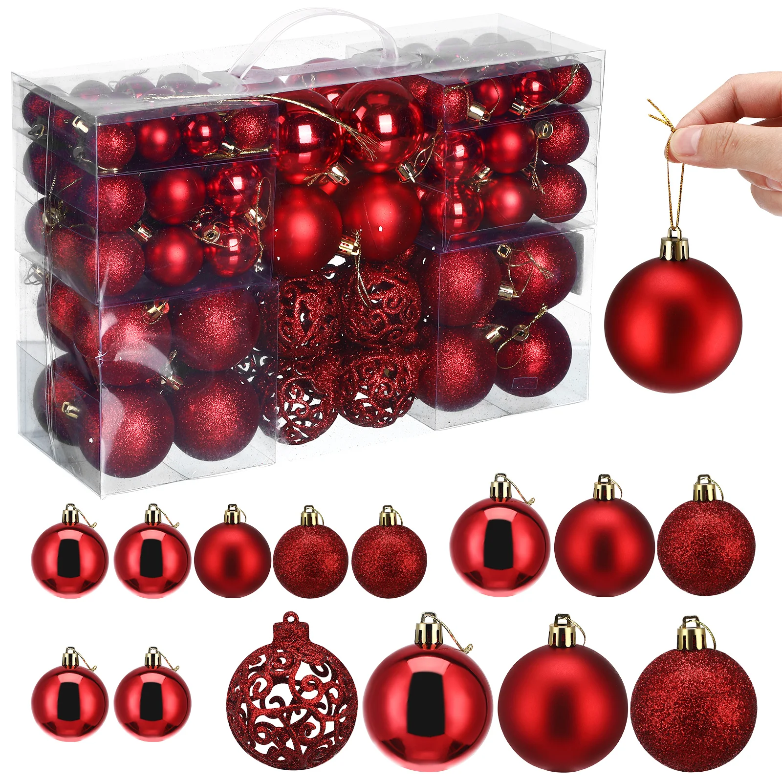 

100Pcs Christmas Balls Christmas Tree Ornaments Lightweight Hollow Design Xmas Decorations Supplies Xmas Tree Ornaments
