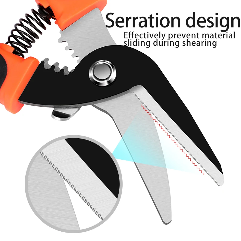 Iron Shears Stainless Steel Elbow Shears Wire Slot Iron Wire Scissors Straight Head Tin Scissors Multi-purpose image 4