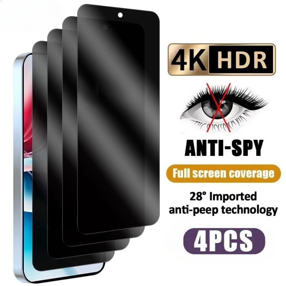 4Pcs Anti-spy Tempered Glass For Redmi Note 13 12 11 Pro Plus 12S 11S 10 9 Privacy Screen Protector For Redmi 13C 12C 10C 9C 8A