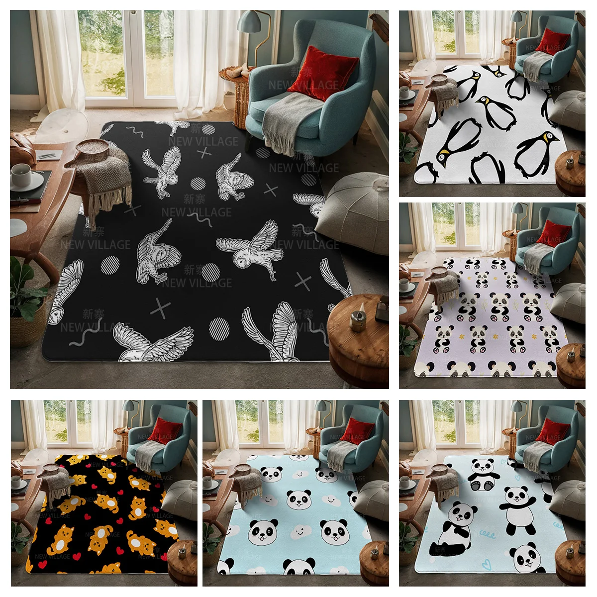 House entrance carpet Home door mat Room Bath Foot bathroom non-slip Kitchen water absorption rugs Modern Nordic cute animal