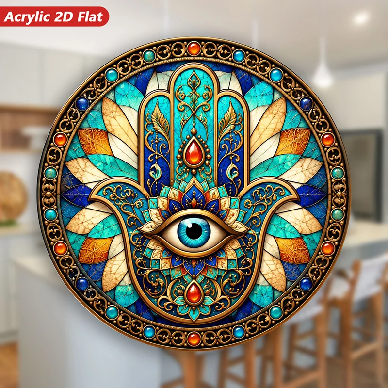 CIFBUY Vintage Aluminum Wall Art Waterproof Durable For Home Kitchen Indoor Outdoor Hamsa Evil Eye Decor Sign