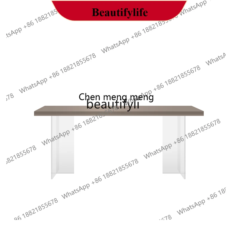 z183 Acrylic suspended rock slab dining table light luxury Italian minimalist Nordic rectangular dining table and chairs