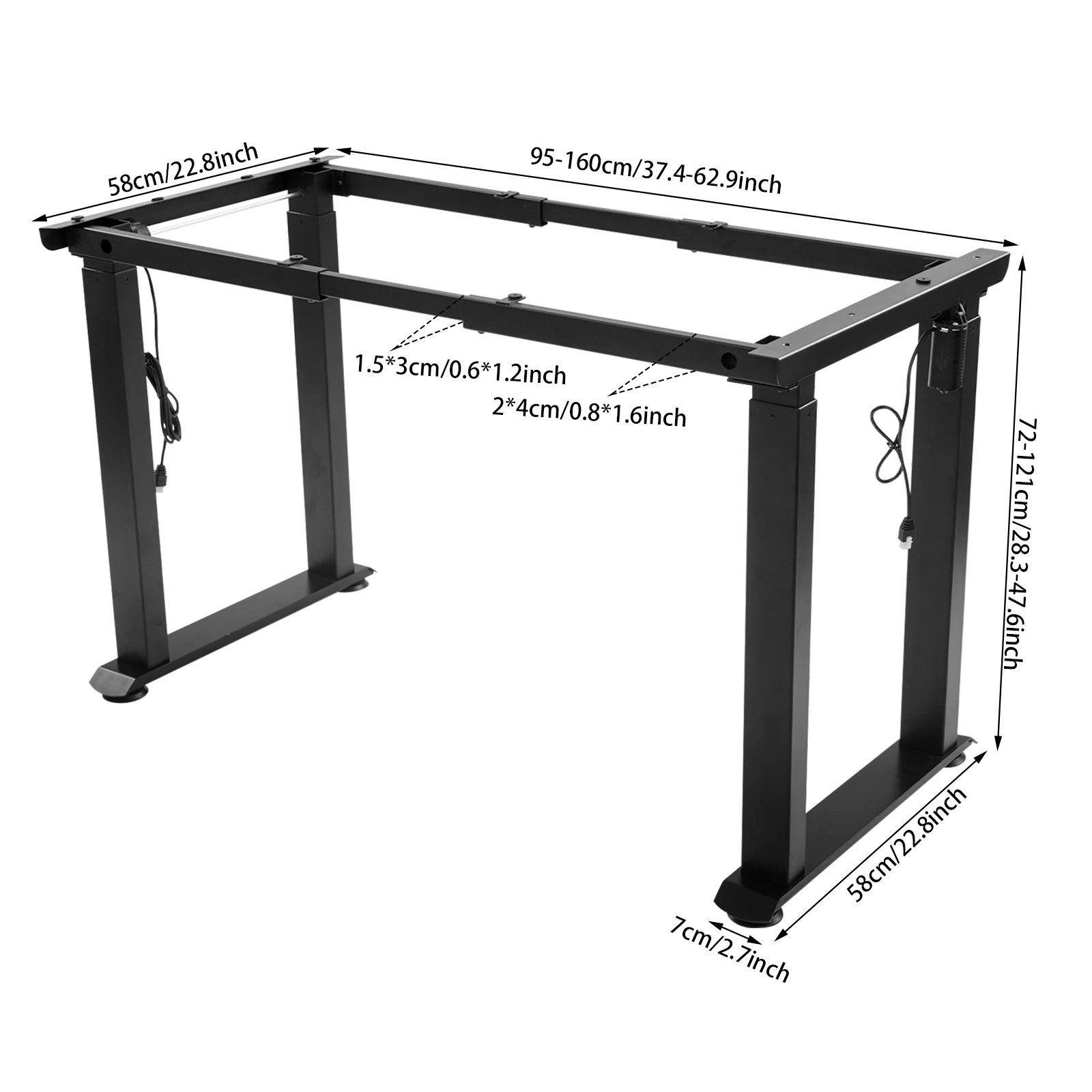 Marco de escritorio de pie de 4 patas, marco de escritorio ajustable de doble motor con pantalla LED, rodamiento de 37,4-62,99 pulgadas, 220,46 libras