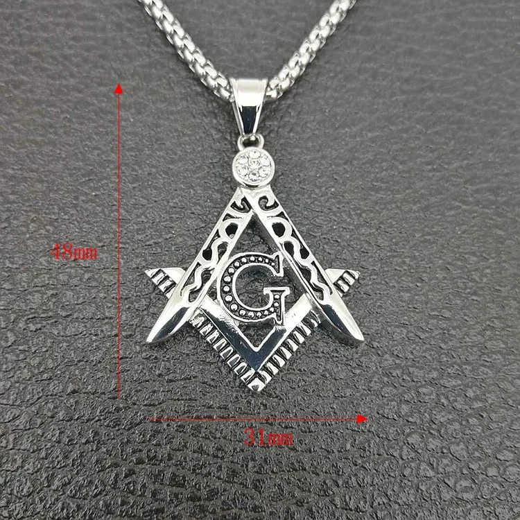 Hot sale new Free mason Masonic AG titanium steel necklace with rainstone HIPHOP pendant fashion jewelry best friends Promotion