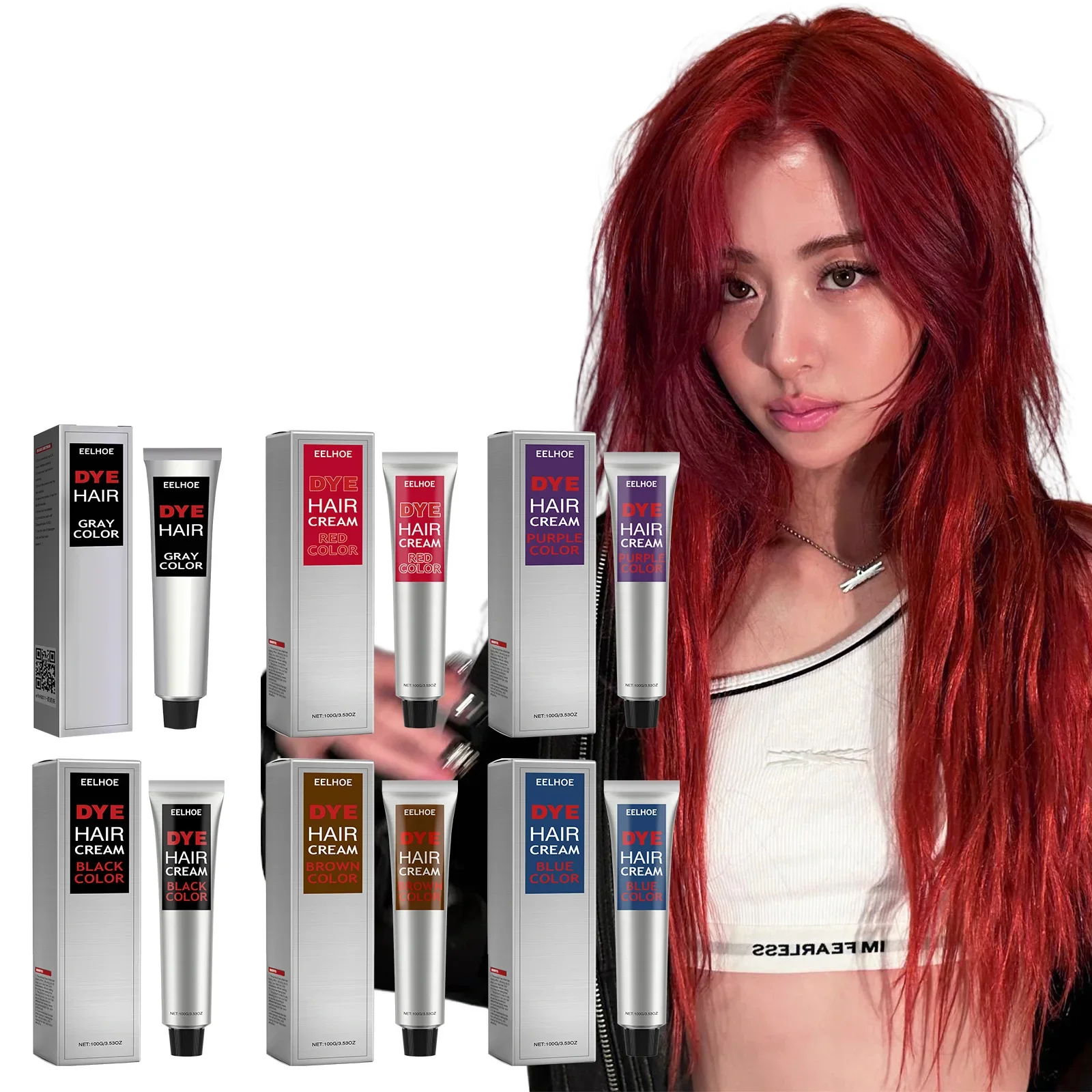 100g Semi-Permanent Hair Dye Cream Silver Gray Black Brown Red Purple Blue Modeling Hurtless Fashion Instant Dye Cream