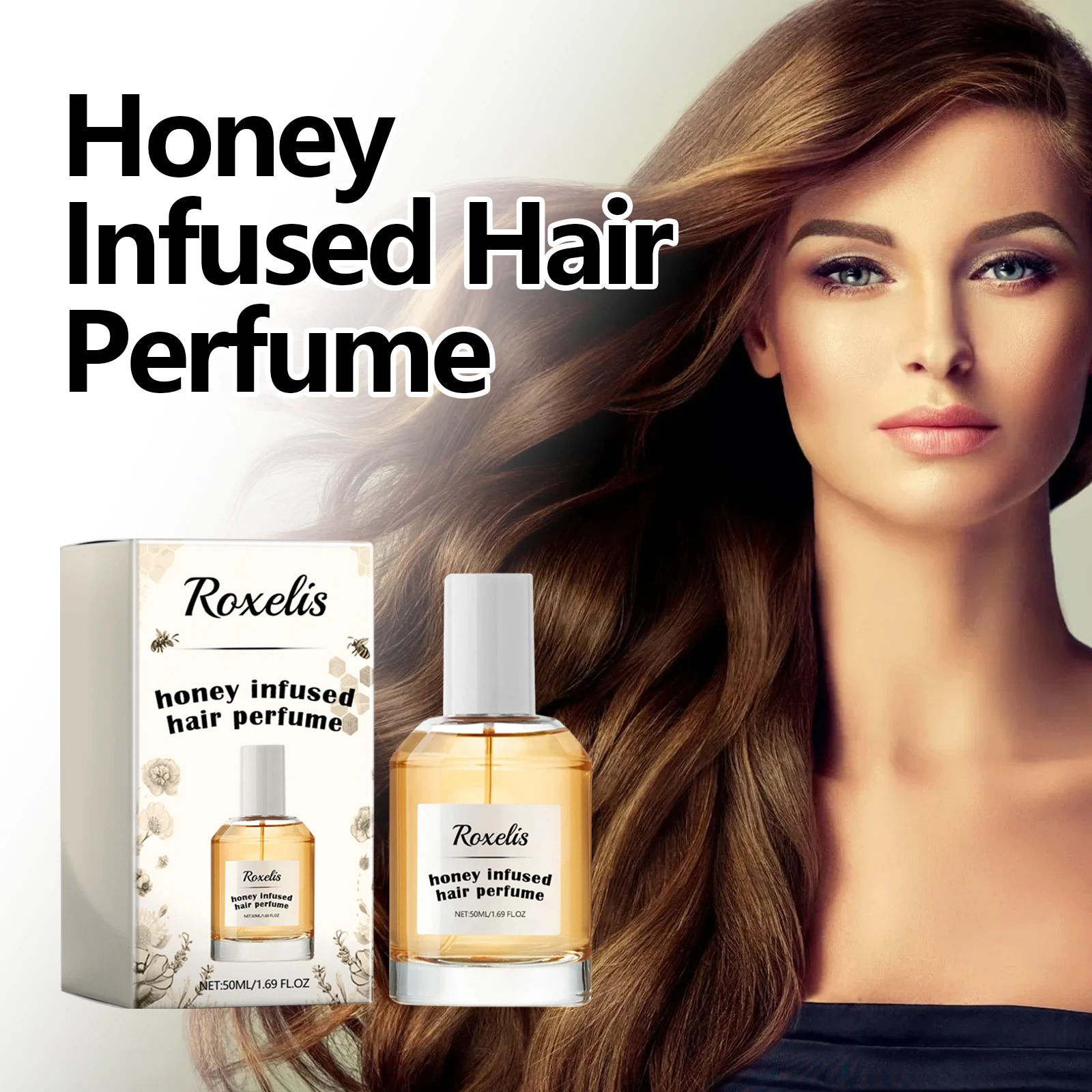 Roxelis Honey Hair Care Perfume Hair Care Fragrance Nourish and Repair Dry and Coarse Hair Moisturizing Perfume 1.69 oz