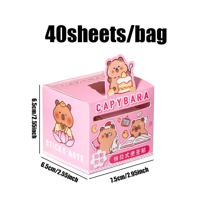 40 ورقة/حقيبة ملاحظات تبويب سحب كابيبارا اللطيفة لسكرابوكينغ بنفسك، مذكرة الاجتماعات، تذكير الجدول الزمني، إدارة الملفات، مكتب الدراسة