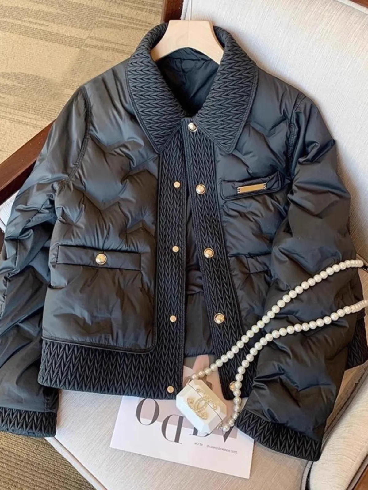 

plus Size Cotton Jaet Women's Autumn Winter Vintage High-End ort Sle Slimming Quilted Stand Collar Versatile Faionabl...