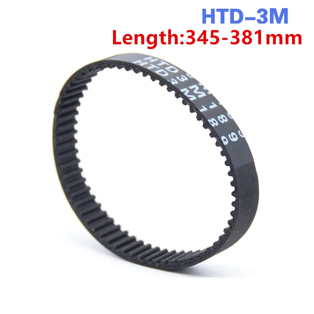 

HTD3M Synchronous Belt Length 345 348 351 354 357 360 363 366 369 375 381mm HTD-3M Rubber Closed Loop Timing Belt Width 10 15mm