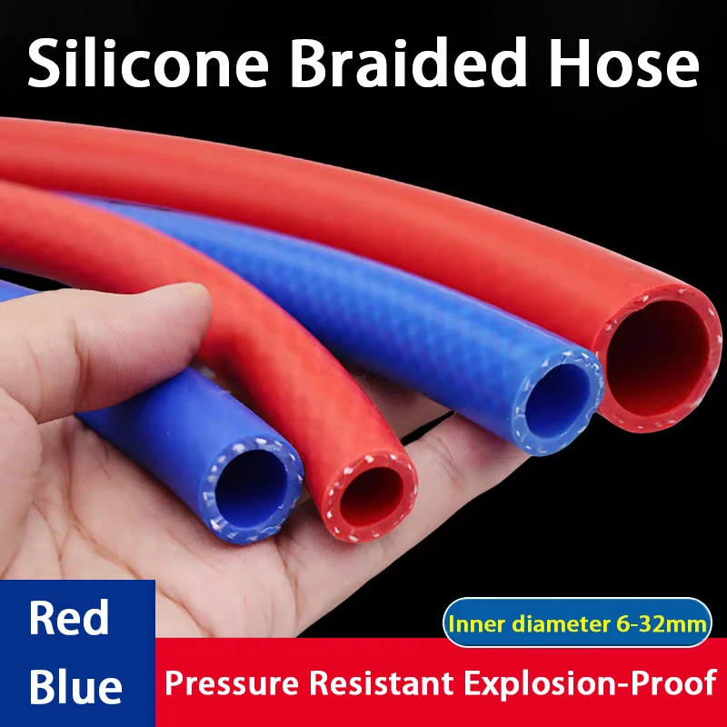 1 Meter Thickening Silicone Tube High Pressure Temperature Resistant Steam Cotton Braided Pipe Rubber Hose Flexible Hose