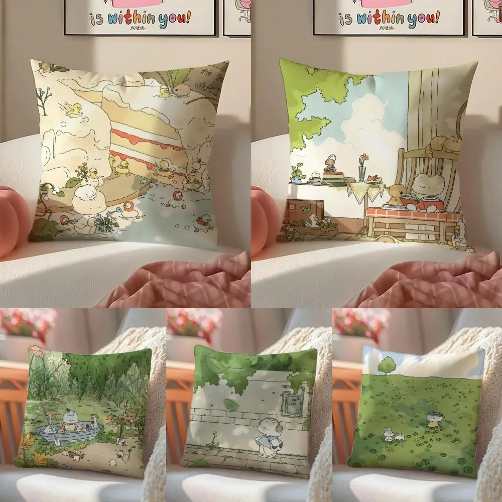 Author Somdoo Cute Animals Thinking Cushion Cover Pattern Printed Pillowcase for Living Room Sofa Cushion Cover & Bedroom Decor