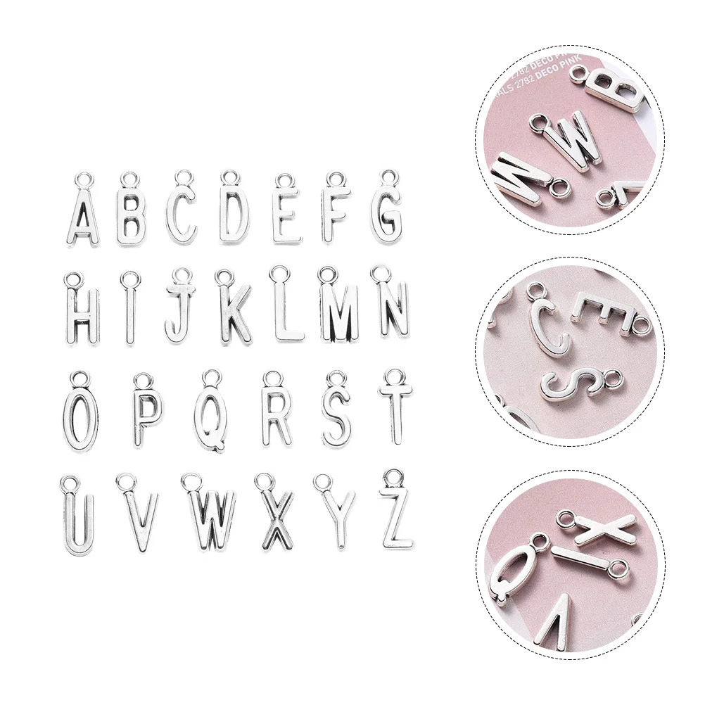 

26Pcs English Letter Pendant Jewelry DIY Accessories Retro Style Vintage Jewelry DIY Necklace Decor Craft Supplies