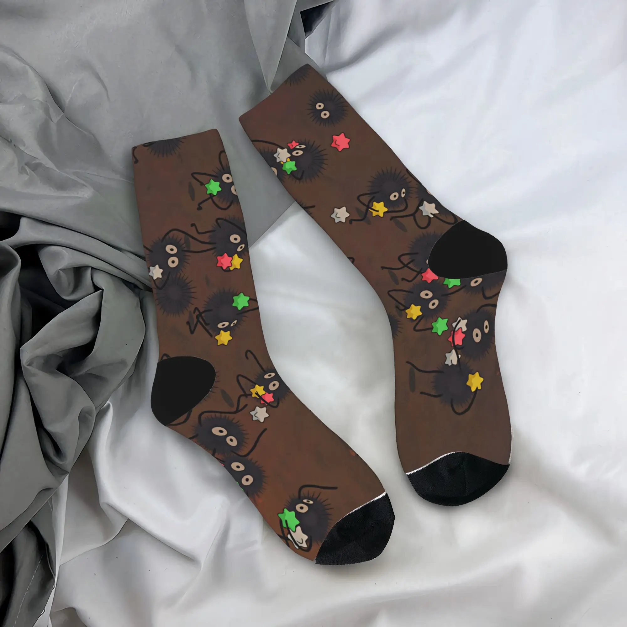 Adults Men Socks Soot Sprites M-Mononoked  Stockings Winter Funny Soft Breathable Socks Graphic Outdoor Non Skid Socks