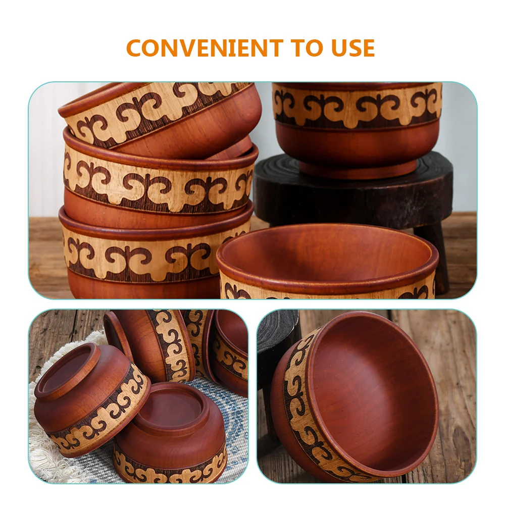 

Sturdy Wood Bowl Japanese Style Deep Soup Noodle Bowl Kitchen Restaurant Lightweight Wooden Dinnerware Bowls