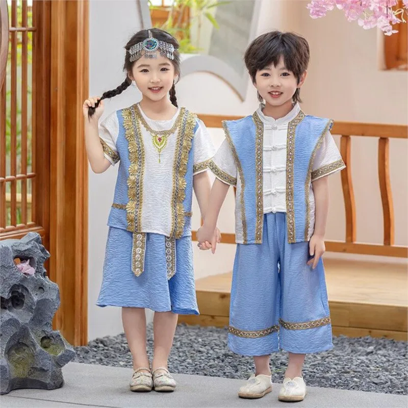 ชุดการแสดงเด็กไทยปี 2025 เสื้อผ้าเด็กไทยสำหรับฤดูร้อน ชุดการแสดงเทศกาลสาดน้ำได๋ รุ่น LH685