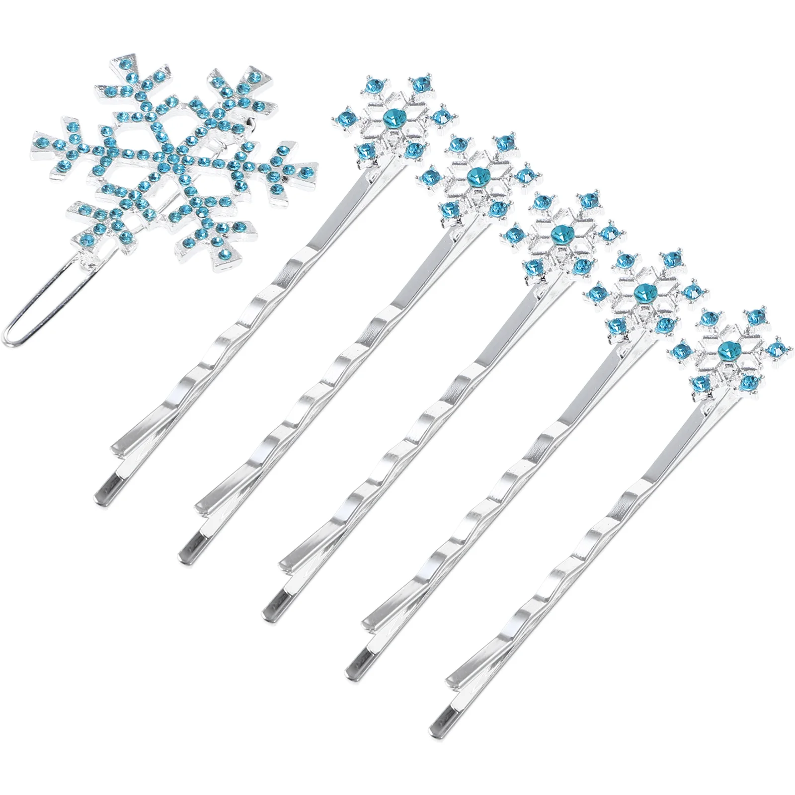 6 Pcs Snowflake Hair Pins Children Clips Royal Blue Bow Women's Hairpins Kids Girl