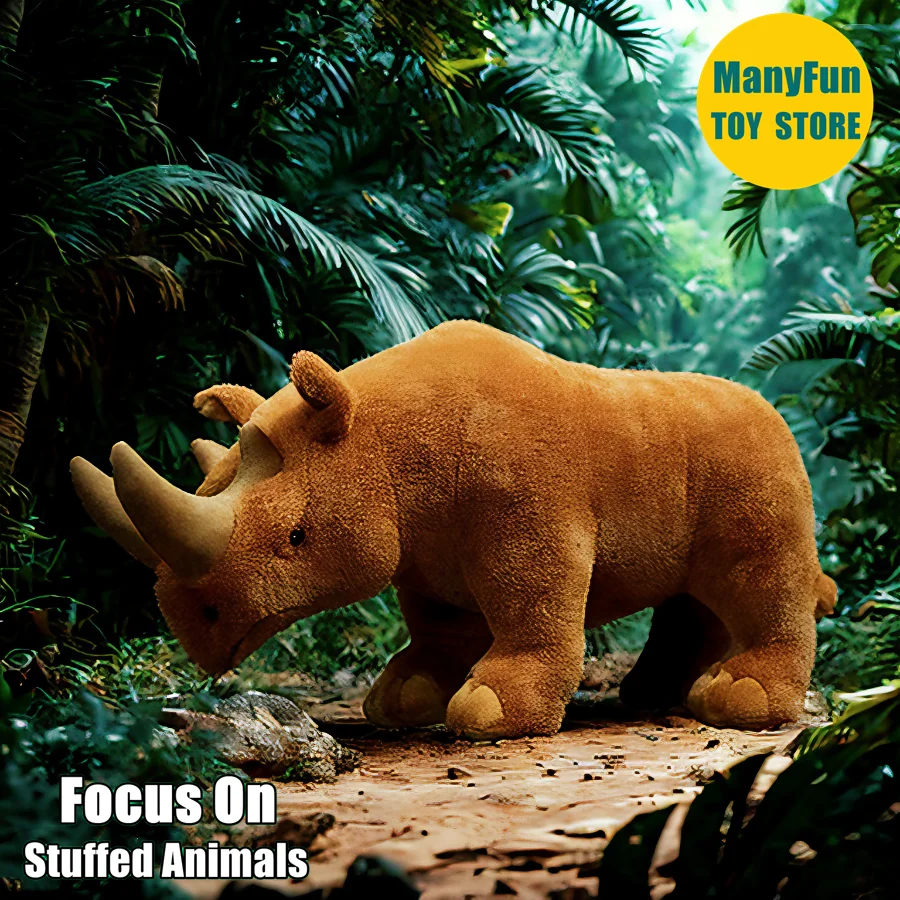 

Embolotherium Plush Toy, Realistic Arsinoitherium Stuffed Animal, Lifelike Rhino Plushie Simulation Doll Kid Gift for Collectors