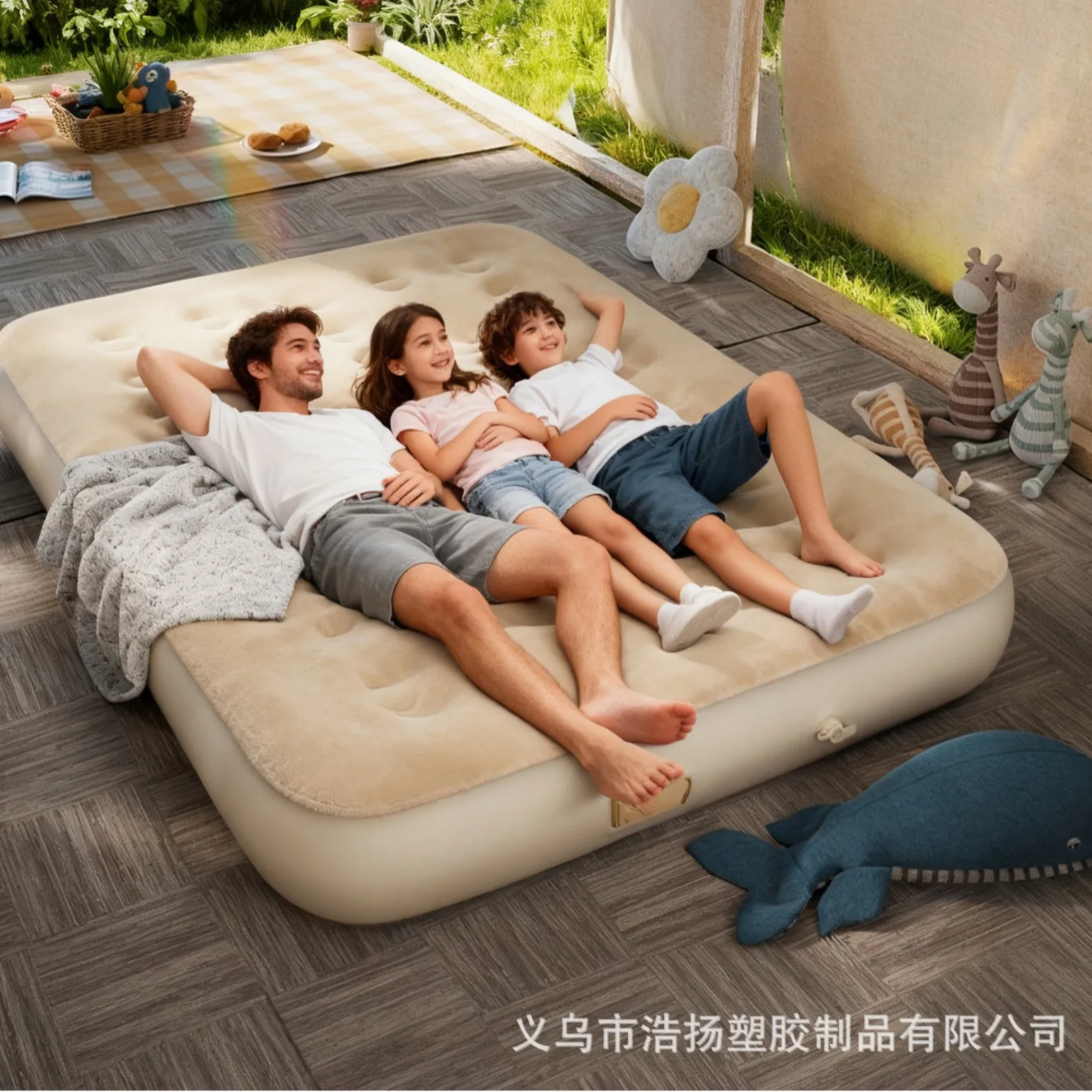 

Auto Inflatable Air Mattress Outdoor Camping Thickened Flocking Sleeping Pad for Home Travel