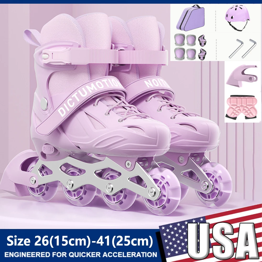 Enfants patins à roulettes en ligne garçons filles clignotant 4 roues chaussures de Skate pour femmes hommes adultes baskets de patinage en plein air taille réglable