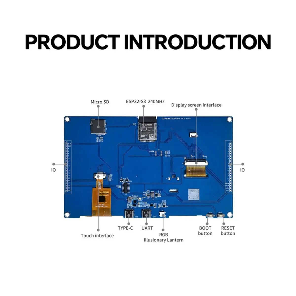 Top Sale 7inch - Development Board with Touchscreen 800x480 LVGL WIFI&BLE HMI RGB LCD Smart Display Screen