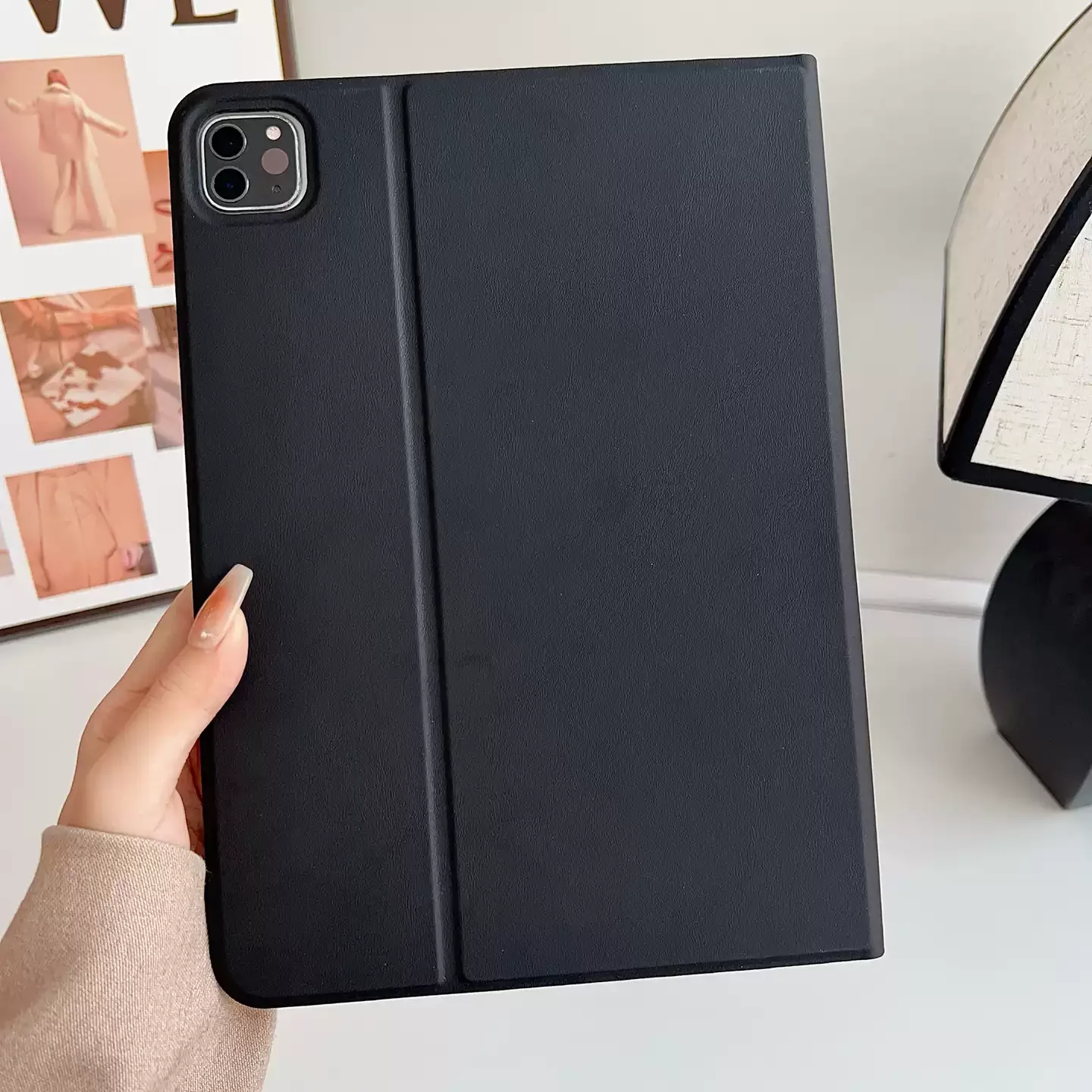 Black Solid Color Tablet Case For iPad Pro 11 12.9 13 A16 M2 M4 M3 M5 Shell 8.3 9.7 10.2 5/6/7/8/9/10/11th Mini Air 3 4 5 Cover