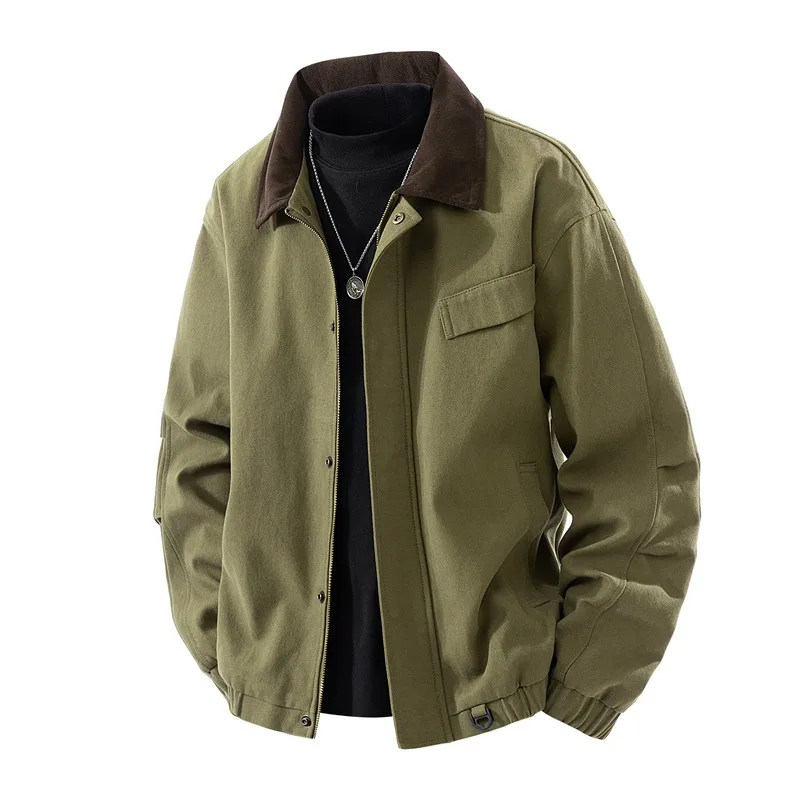 

Men's Pure Cotton Workwear Jacket for Spring and Autumn Outdoor Camping Hiking Cycling Fashionable and Loose Casual Jacket