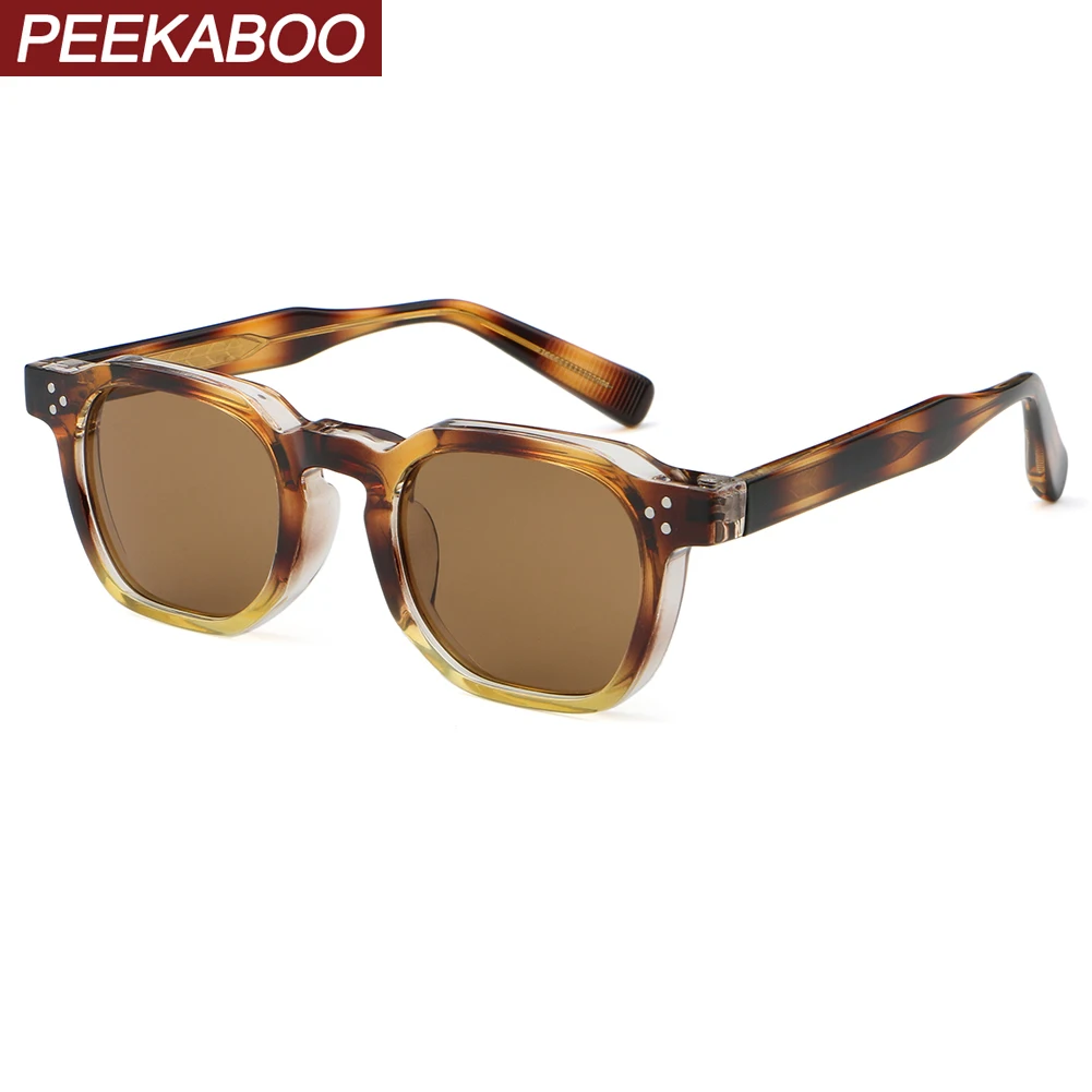 Peekaboo leopard green retro sun glasses for women unisex square sunglasses for men polygon uv400 2024 summer style female