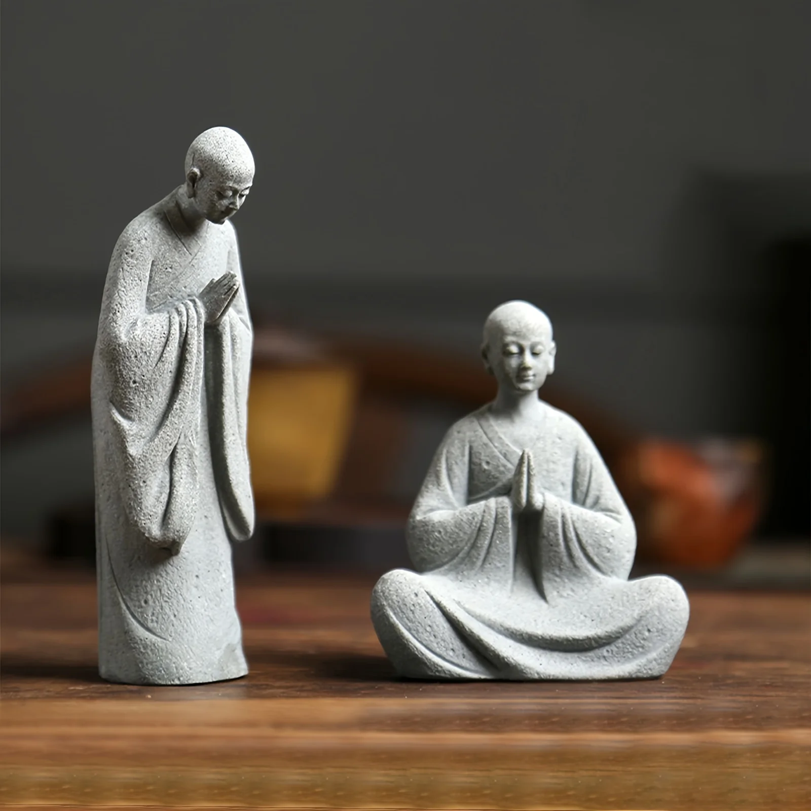 Simulation Meditating Monk Statue Zen Prayer Figurine Sinkable Aquarium Fish Tank Ornament Micro Landscape Yoga Meditation Decor