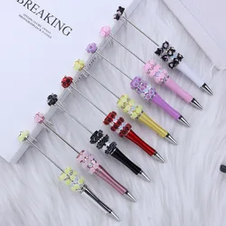 50pcs DIY Flower Bead Pen Creative Handmade Plastic Beaded Ballpoint Pen Girl's Heart Diamond Office Supplies Korean Stationery