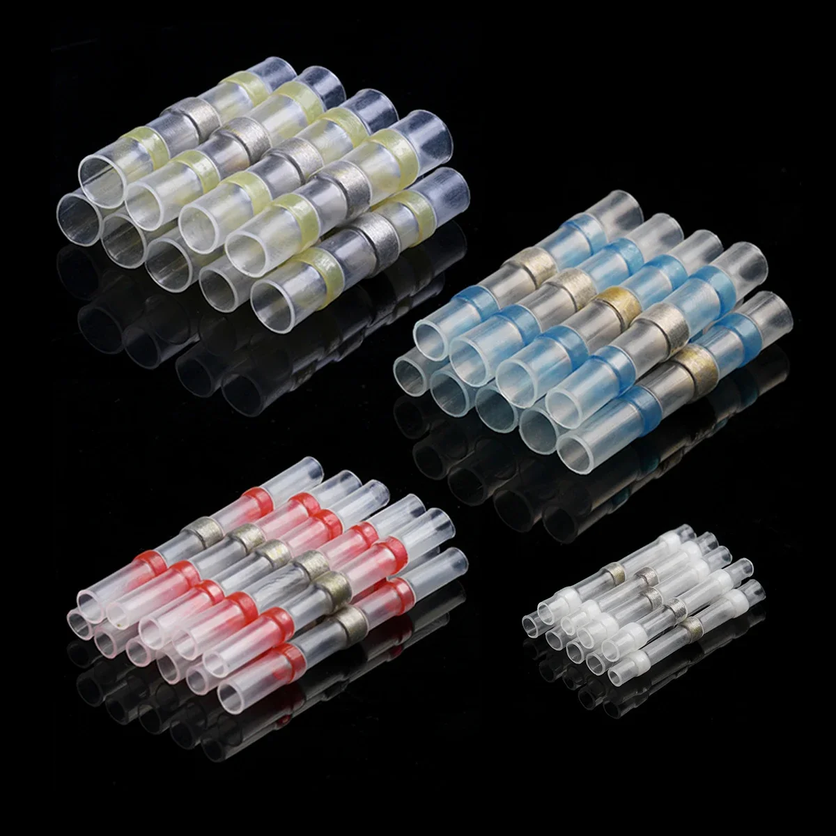 100pcs Waterproof Solder Seal Heat Shrink Butt Stress-free Wire Connectors Terminals Electrical Copper with Soldering Sleeve