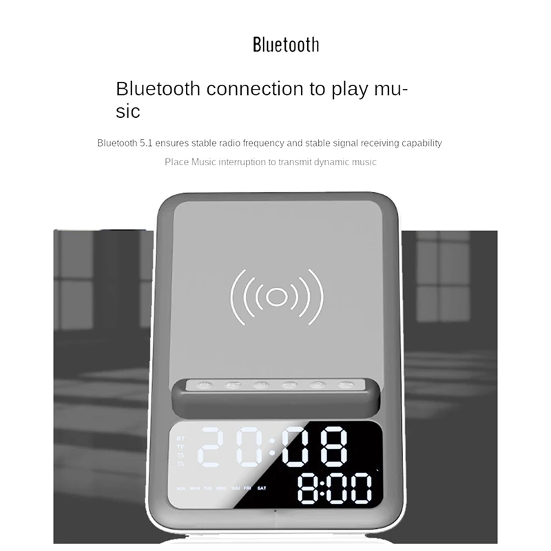 1Set Bracket Fast Charge Charger Bluetooth 5.0 Audio Multifunctional Wireless Charger Grey