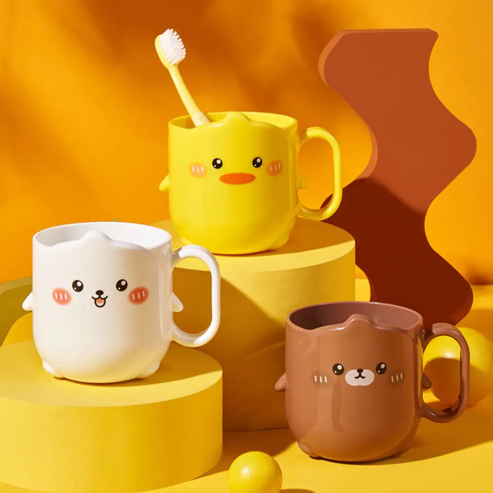 

2pcs Cartoon Mouthwash Cups Tricolor Toothbrush Holder Toothpaste Storage Bathroom Containers Small Size Lightweight