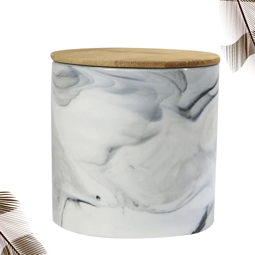 

Sealed Jar Marble Food Containers Coffee Bean Storage Airtight Wooden Tea Canisters